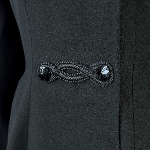 Vintage Ransohoffs 60s Black Wool Princess Coat Frog Closure Jacket XS S - Picture 3 of 13